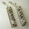 Silver and grey drop earrings (2) by textile artist Mary Taylor