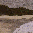 Foaming surf on Sanna beach, Ardnamurchan (12x25cms £200) by textile artist Mary Taylor