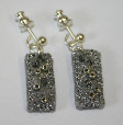 Silver and grey drop earrings (1) by textile artist Mary Taylor