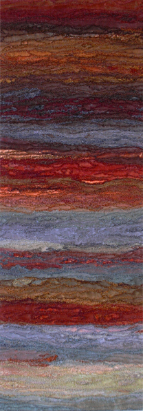 Cliff face, Perran beach, North Cornwall (£260 12x36 cms) by textile artist Mary Taylor