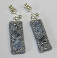 Silver and blue drop earrings by textile artist Mary Taylor